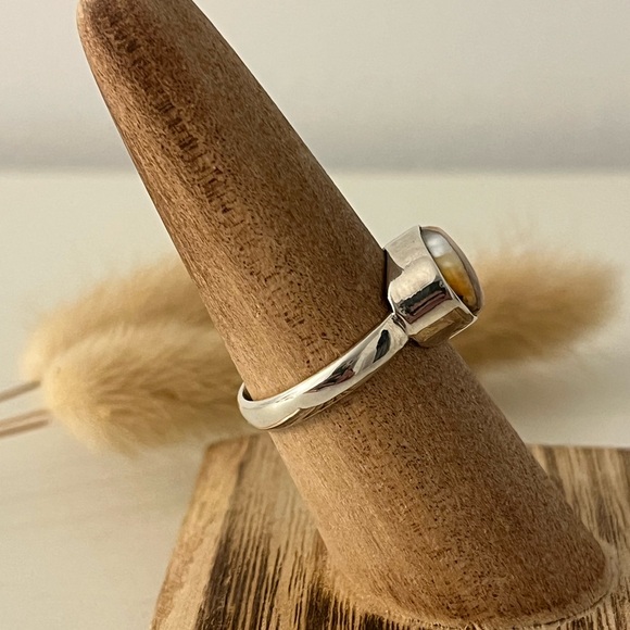 925 Solid Sterling Silver Copper Orange Spiny Oyster Ring Size 7.75 - Picture 2 of 10